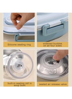 TYCOM Stainless Steel Lunch Box for Kid School Insulated Bento Lunch Box 4 Compartment Divided Lunch Containers with Lids Leakproof BFA Free Dishwasher Safe Bear Blue.  - Image 4