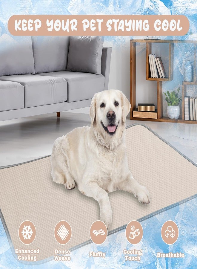 Buvlnee Summer Dog Cooling Mat Washable Ice Silk Self Cool Pad for Small Medium Large Dogs and Cats, Pet Sleeping Pad for Crate, Bed, Indoor & Outdoor Floor, Car Seats (Light Brown, 27x22in) - Image 2