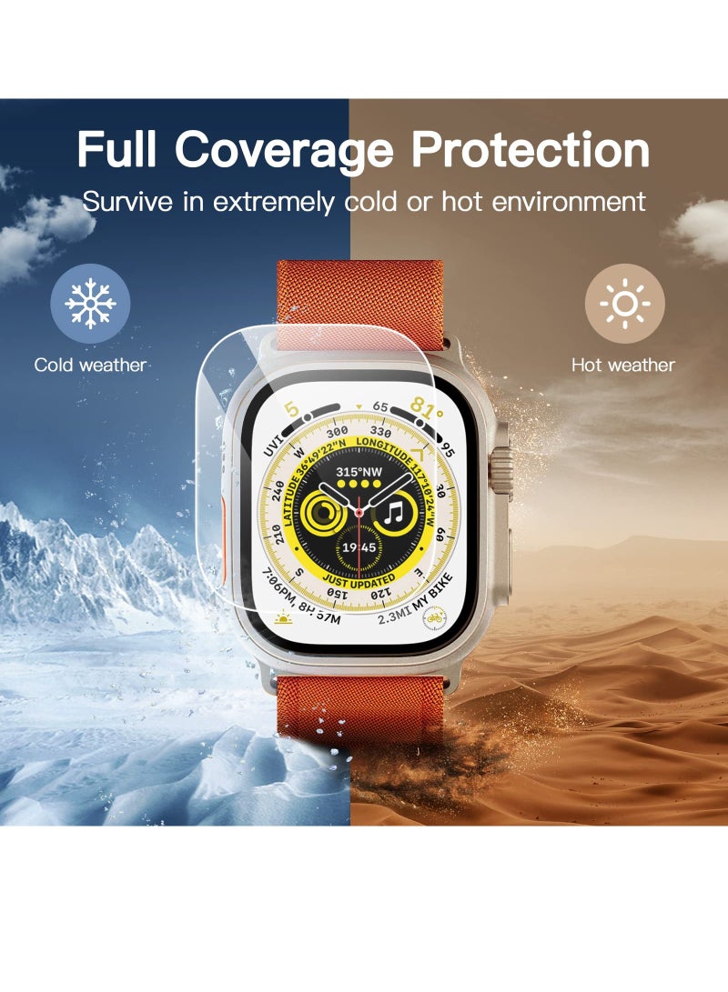 فوميمو شاشة حماية لساعة ابل ووتش الترا 1 - 2 49 ملم  مصنوعة زجاج مقوى شفاف HD عبوة 3 قطع - Image 4