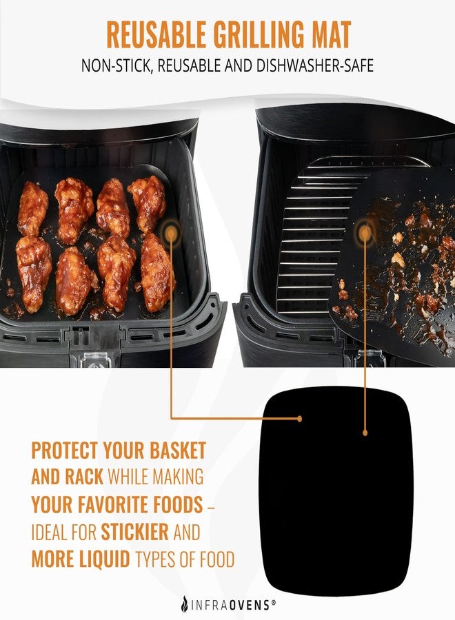 INFRAOVENS ملحقات رف المقلاة الهوائية متوافقة مع Ninja Crispi وBella وCosori وSecura وInsignia وPhilips وKalorik + المزيد، حصيرة سيليكون كبيرة جدًا من الفولاذ المقاوم للصدأ، ملحقات لـ Freidora de Aire - Image 5