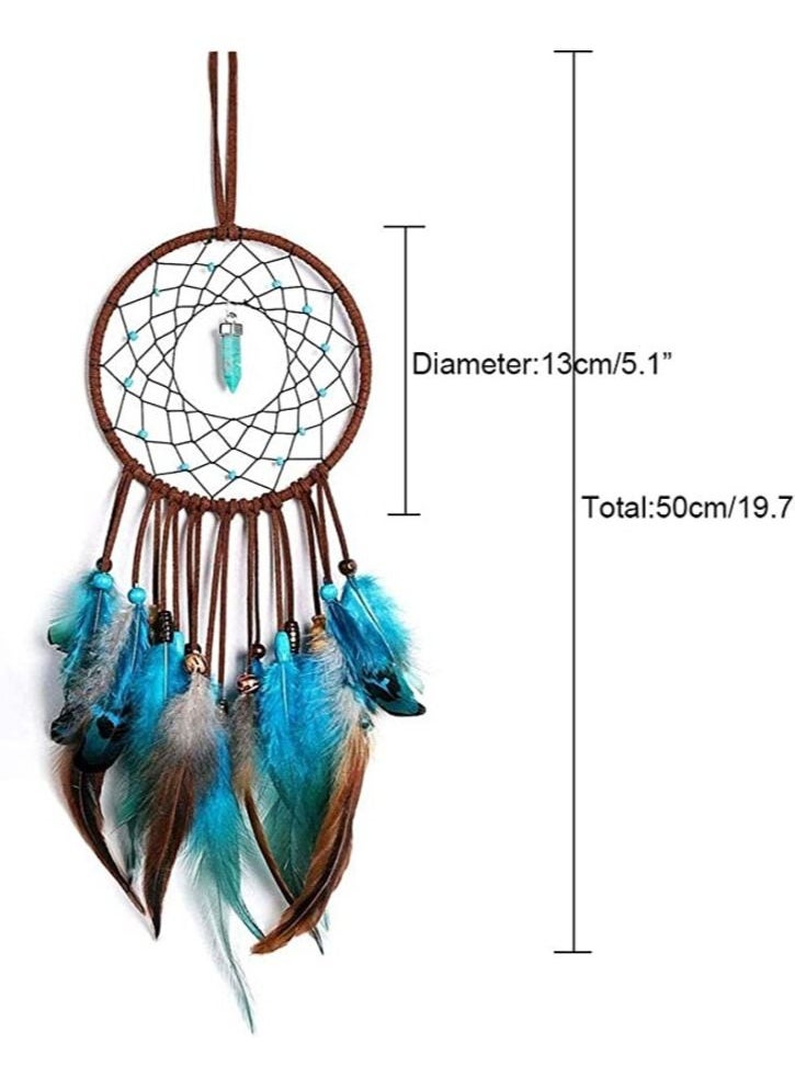 MIRFA Handmade Blue Feather Dream catcher Circular Net Wall Hanging Ornaments Craft Home Decor Wedding Party Blessing Gift  - Image 2