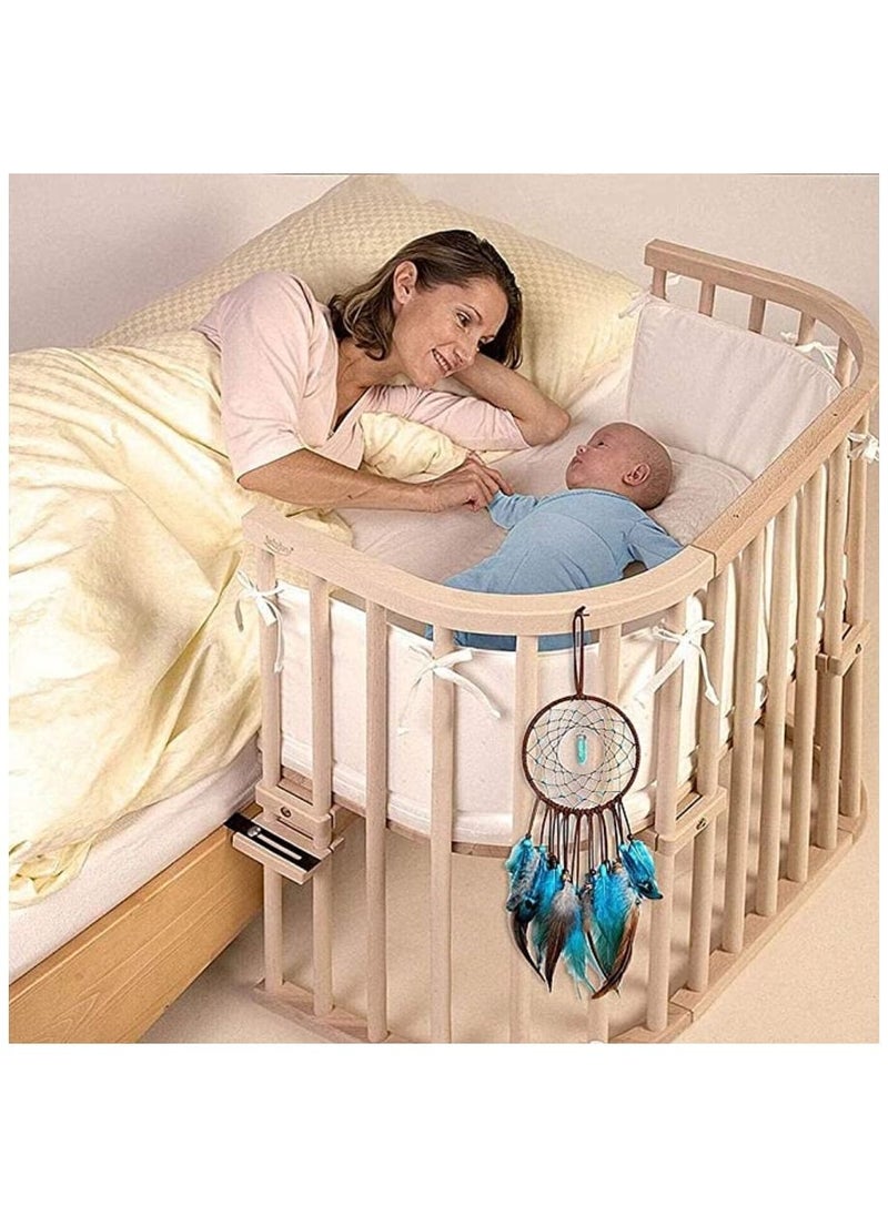MIRFA Handmade Blue Feather Dream catcher Circular Net Wall Hanging Ornaments Craft Home Decor Wedding Party Blessing Gift  - Image 5