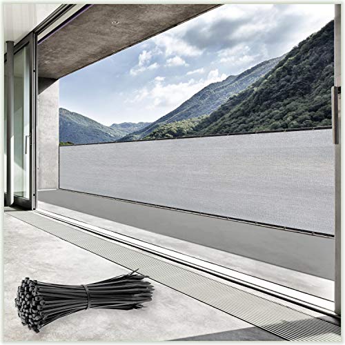 ColourTree 6' x 50' Grey Fence Privacy Screen Windscreen Cover Fabric Shade Tarp Netting Mesh Cloth - Commercial Grade 170 GSM - Cable Zip Ties Included - We Make Custom Size - Image 1