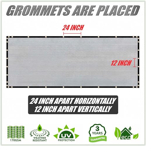 ColourTree 6' x 50' Grey Fence Privacy Screen Windscreen Cover Fabric Shade Tarp Netting Mesh Cloth - Commercial Grade 170 GSM - Cable Zip Ties Included - We Make Custom Size - Image 4