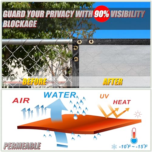 ColourTree 6' x 50' Grey Fence Privacy Screen Windscreen Cover Fabric Shade Tarp Netting Mesh Cloth - Commercial Grade 170 GSM - Cable Zip Ties Included - We Make Custom Size - Image 5