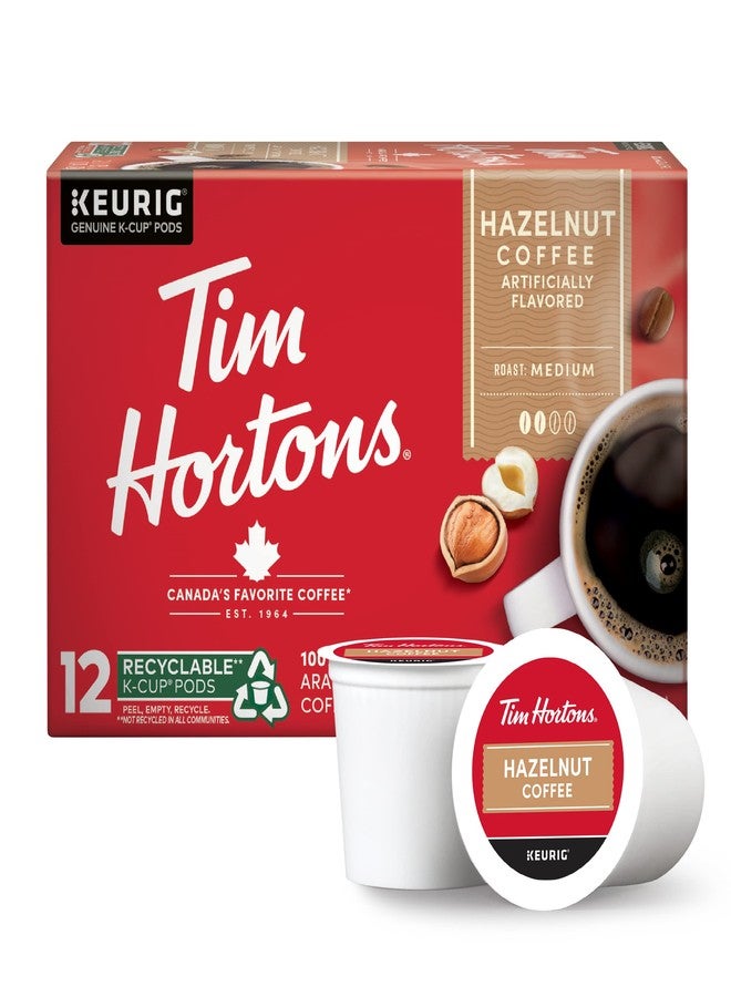 Tim Hortons Hazelnut Flavored, Medium Roast Coffee, Single-Serve K-Cup Pods Compatible with Keurig Brewers, 12ct K-Cups, Red - Image 1