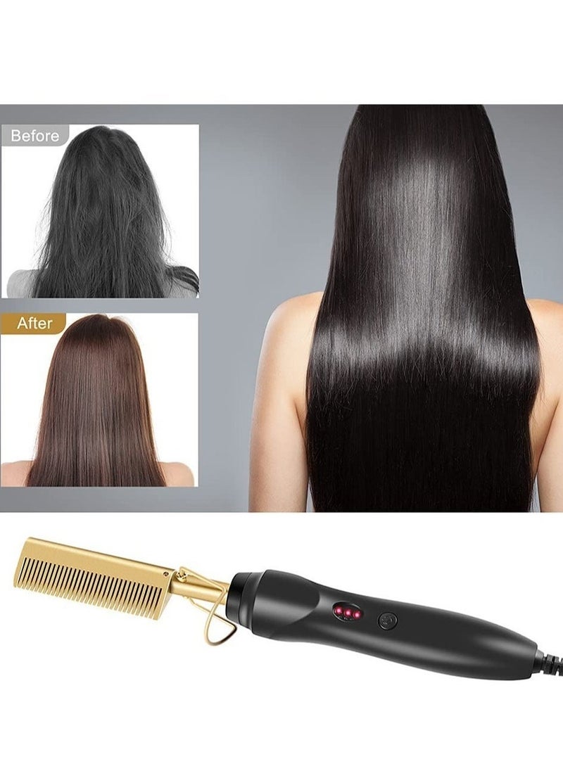 2 in 1 Hot Comb Straightener Electric Hair Straightener Hair Curler Wet Dry Use Hair Flat Irons Hot Heating Comb For Hair - Image 2