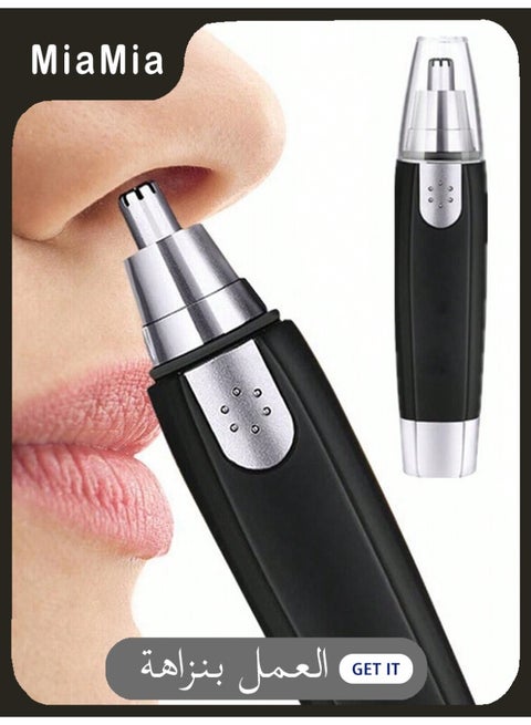 قطعة واحدة من جهاز قص الشعر والأنف والأذن يعمل بالبطارية، جهاز كهربائي لقص الشعر من الأنف والأذن، جهاز حلاقة للوجه بدون ألم 2 في 1 مع شفرة مزدوجة الحافة، شفرة من الفولاذ المقاوم للصدأ مقاومة للماء، أسود