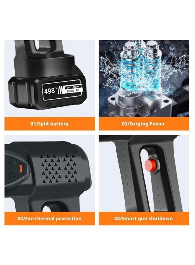 High-Pressure Washer Gun, 24V Portable Design with Rechargeable Battery, Bottle, Hose and Nozzles for Car Washing, Flower Watering, Floor Cleaning - Image 3