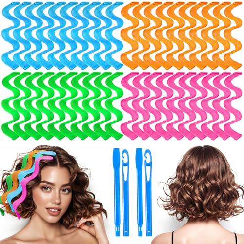 42 Pieces Heatless Waves Hair Curler No Heat Damage Wavy Hair Curlers with 2 Sets of Styling Hooks Heatless Curls for Women Girls Short Hair4 Colors25cm 99