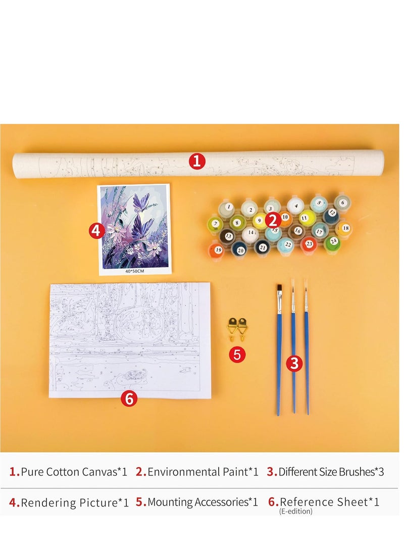 Excefore Purple Butterflies Paint by Number for Adults and Kids Beginner Sets DIY Painting Kits Acrylic Painting by Numbers Butterfly Series for Kids Gift for Home Wall Decorations Colourful Flower - 16x20inch - Image 3