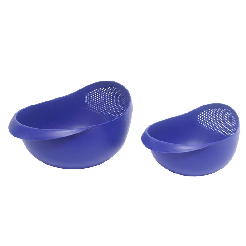 Cutting Edge Essentials Multipurpose Food Strainer Colander Fruit Basket Pasta Rice Strainer Vegetable Strainer Kitchen Sieve Washing Bowl Unbreakable Set of 2 Blue 1 x Big 1 - Image 1