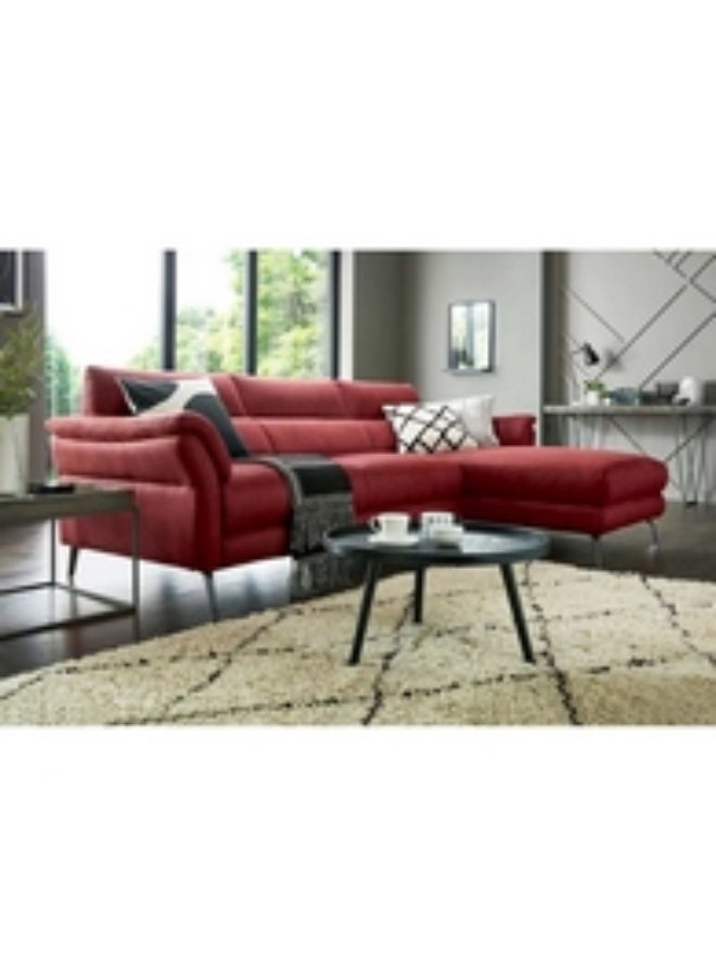 هومزمارت كنبة زاوية خشب سويدي و مخمل  - أحمر - Image 3