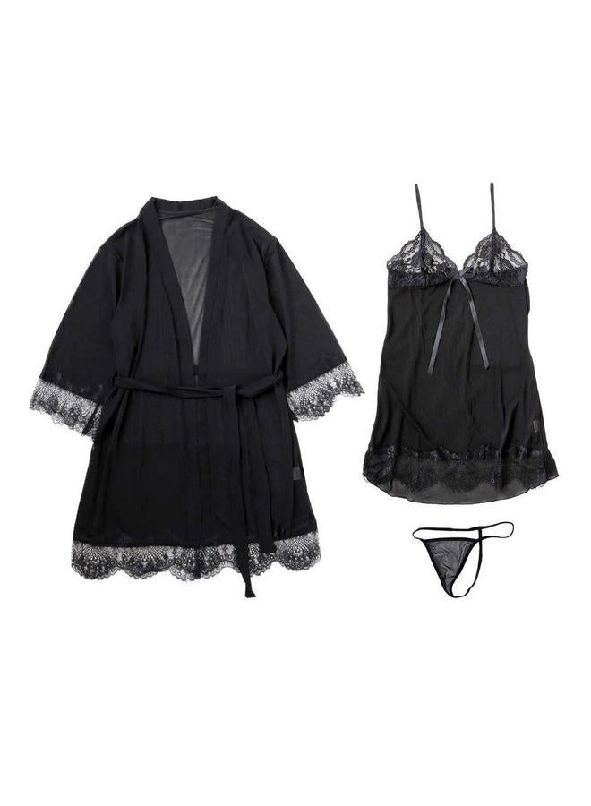 Halamodo Women's Cosplay Camisole Pajamas Lace Perspective Mesh Lingerie, Babydoll & Lace Sleepwear Robe Strap with Nightwear Bodysuit - Image 1