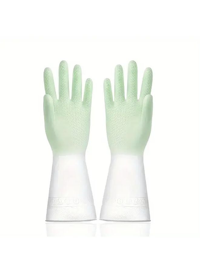 Pink Medium Non Slip Latex Kitchen Gloves For Dishwashing Cleaning Household - Image 3