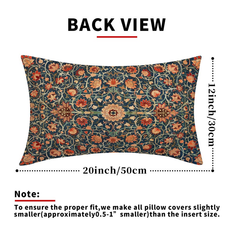 aportt Vintage Floral Lumbar Pillow Covers 12X20 Inch Set of 2 Burnt Orange Flowers Botanical Decorative Rectangular Pillow Cases Navy Blue Art Cushion Case Farmhouse Home Decor for Sofa Couch Bed Outdoor - Image 3