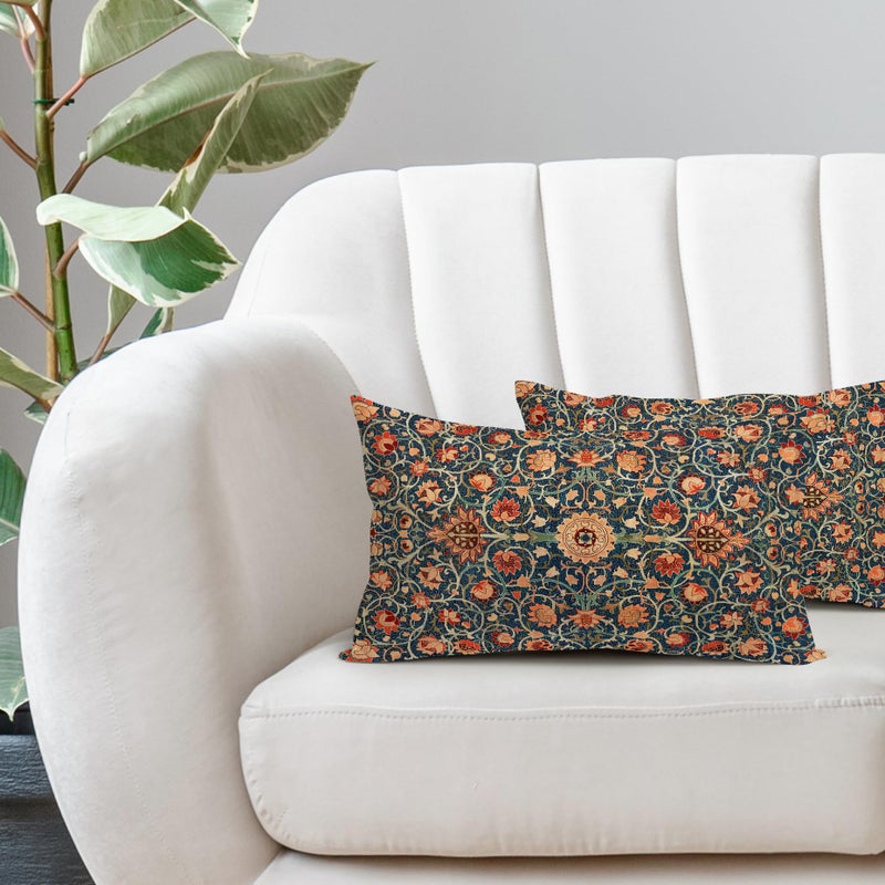 aportt Vintage Floral Lumbar Pillow Covers 12X20 Inch Set of 2 Burnt Orange Flowers Botanical Decorative Rectangular Pillow Cases Navy Blue Art Cushion Case Farmhouse Home Decor for Sofa Couch Bed Outdoor - Image 5