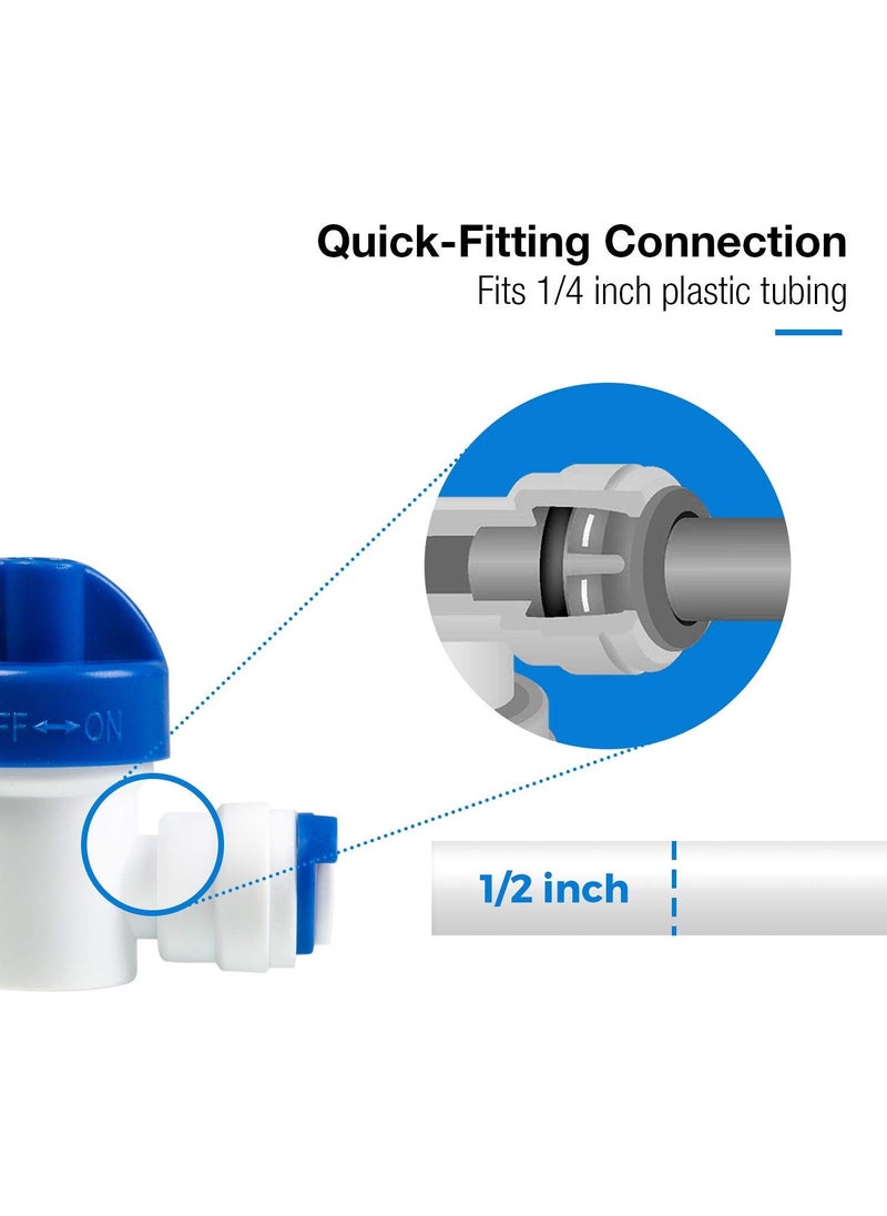 iSpring - iSpring ABV1KX5 Inline Ball Valve with Quick Fitting 14 x 14 Fits Most RO Water Systems White - Image 1