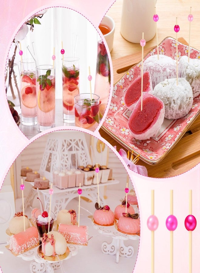 Reallnaive Cocktail Pick Toothpick for Appetizer 4.7Inch Pearl Cocktail Skewer for Drink Bamboo Flavored Stick Charcuterie Fruit Food Accessory Birthday Wedding(Valentine Color,300 Pcs) - Image 4