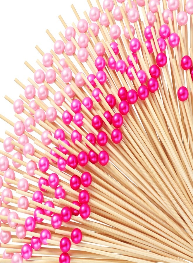 Reallnaive Cocktail Pick Toothpick for Appetizer 4.7Inch Pearl Cocktail Skewer for Drink Bamboo Flavored Stick Charcuterie Fruit Food Accessory Birthday Wedding(Valentine Color,300 Pcs) - Image 1