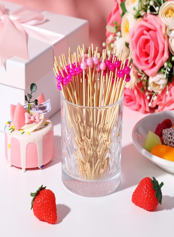 Reallnaive Cocktail Pick Toothpick for Appetizer 4.7Inch Pearl Cocktail Skewer for Drink Bamboo Flavored Stick Charcuterie Fruit Food Accessory Birthday Wedding(Valentine Color,300 Pcs) - Image 2