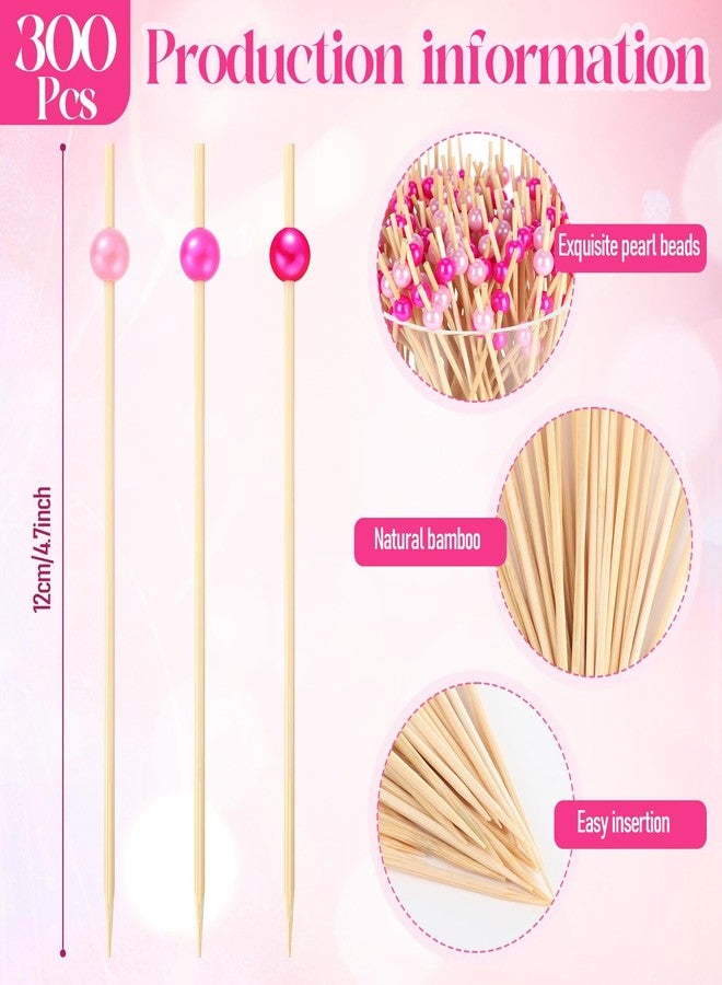 Reallnaive Cocktail Pick Toothpick for Appetizer 4.7Inch Pearl Cocktail Skewer for Drink Bamboo Flavored Stick Charcuterie Fruit Food Accessory Birthday Wedding(Valentine Color,300 Pcs) - Image 3