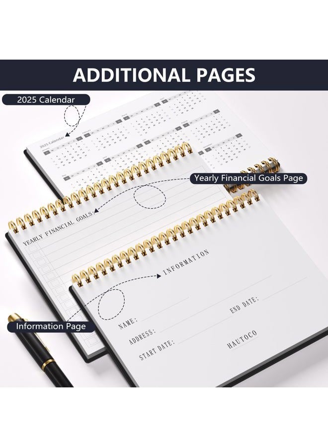 Hautoco Accounting Ledger Book A5 Ledger Books for Small Business Bookkeeping Expense Tracker Notebook for Home Budget Tracking Personal Finance Log Journal 8.3 x 6.2'', Black - Image 4