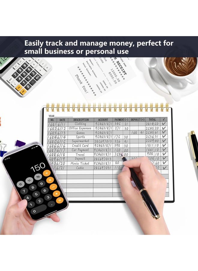 Hautoco Accounting Ledger Book A5 Ledger Books for Small Business Bookkeeping Expense Tracker Notebook for Home Budget Tracking Personal Finance Log Journal 8.3 x 6.2'', Black - Image 3