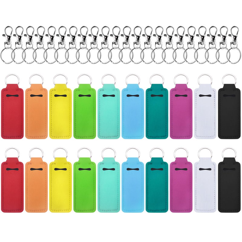 Duufin Duufin 20Piece Chapstick  Lipstick Keychain Holder with Metal Clip Cords for Keychain Purse Backpack  10 Bright Colors