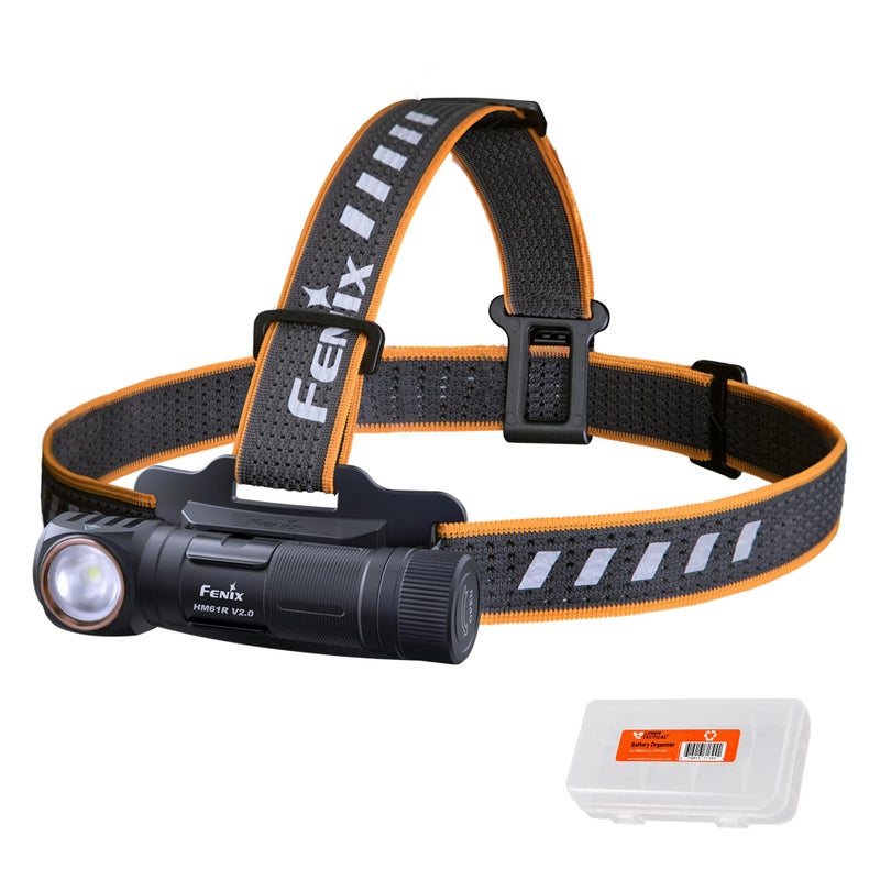 Fenix HM61R v2.0 Rechargeable Headlamp, 1600 Lumen L-Shape 90 Degree Right Angle Flashlight with Dual White and Red LEDs and LumenTac Organizer - Image 1