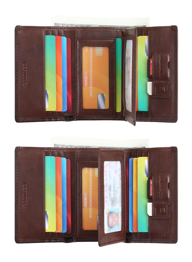 GERUOLA Trifold Wallets for Men Genuine Leather Large Capacity RFID Blocking, Includes Id Window and Credit Card Holder,Mens Wallets Leather (Coffee) - Image 3