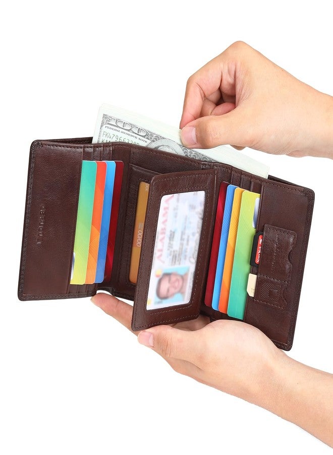 GERUOLA Trifold Wallets for Men Genuine Leather Large Capacity RFID Blocking, Includes Id Window and Credit Card Holder,Mens Wallets Leather (Coffee) - Image 4