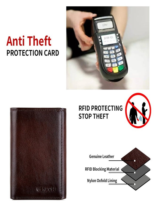 GERUOLA Trifold Wallets for Men Genuine Leather Large Capacity RFID Blocking, Includes Id Window and Credit Card Holder,Mens Wallets Leather (Coffee) - Image 5