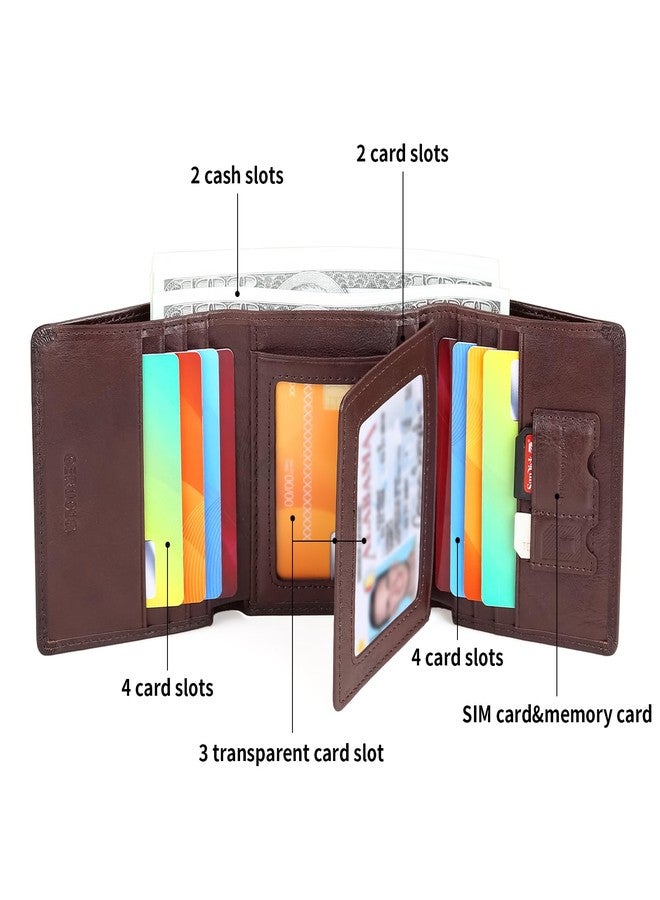 GERUOLA Trifold Wallets for Men Genuine Leather Large Capacity RFID Blocking, Includes Id Window and Credit Card Holder,Mens Wallets Leather (Coffee) - Image 2