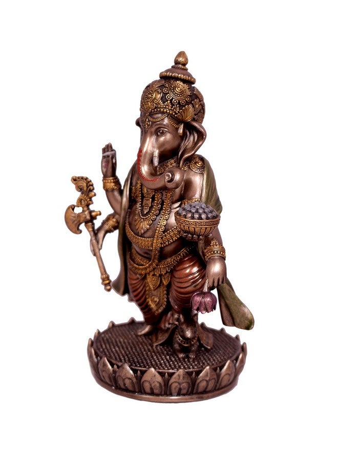 Aone India Idol Bonded Bronze Poly Resin Idol Laxmi Ganesh Murti 7 Inches - Image 5