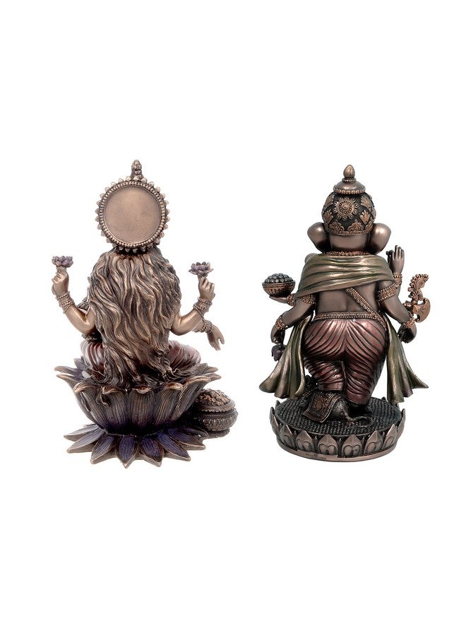 Aone India Idol Bonded Bronze Poly Resin Idol Laxmi Ganesh Murti 7 Inches - Image 2