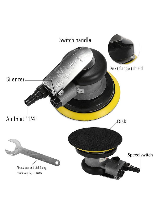 Generic - Pneumatic Tools Polishing Machine 5 Inch Round Polished Grinding Hand Tool Air Sander Sandpaper Random Orbital Grinder - Image 1