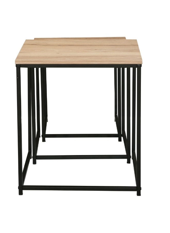 DANUBE HOME مجموعة مكونة من 3 طاولات جانبية متداخلة من ماي فيل - أثاث غرفة معيشة أنيق من الخشب البلوط/الأسود، خشب هندسي ومعدن، مثالي للمساحات الصغيرة - الحجم L50xW50xH55cm - Image 5
