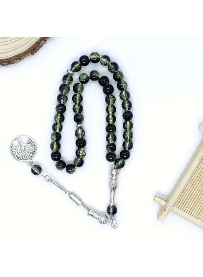 NIBEMINENT 45 Muslim Prayer Beads Gradient Black And Green/8mm