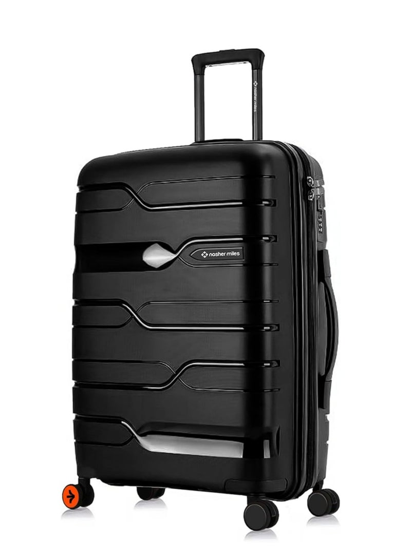 nasher miles Nasher Miles Paris Hard-Sided Polypropylene Check-in Luggage 28 inch | 75cm | 8 Wheels Large Trolley Bag for Travel | Suitcase (Black)  - Image 1