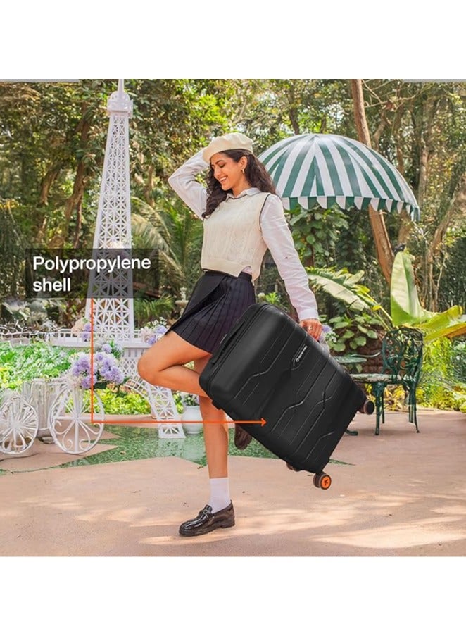 nasher miles Nasher Miles Paris Hard-Sided Polypropylene Check-in Luggage 28 inch | 75cm | 8 Wheels Large Trolley Bag for Travel | Suitcase (Black)  - Image 3
