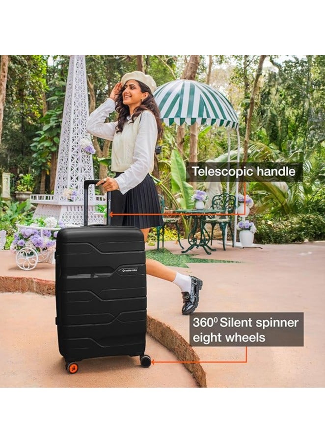 nasher miles Nasher Miles Paris Hard-Sided Polypropylene Check-in Luggage 28 inch | 75cm | 8 Wheels Large Trolley Bag for Travel | Suitcase (Black)  - Image 5