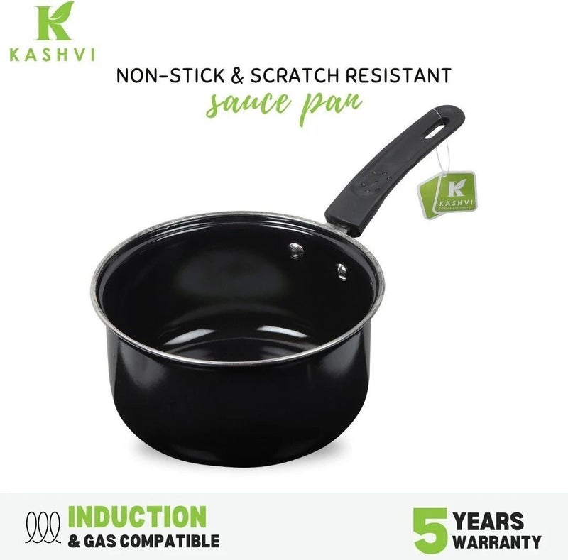 Kashvi Non-Stick Black Sauce Pan for Induction and Gas - Image 1