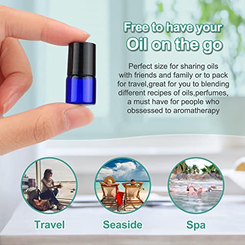 Furnido Pack of 50,1ml (1/4 Dram) Glass Roll on Bottle Mixed Color Sample Test Roller Essential Oil Vials Stainless Steel Roller Balls With Black Cap For Aromatherapy,Perfume Oils-Pipette included - Image 4