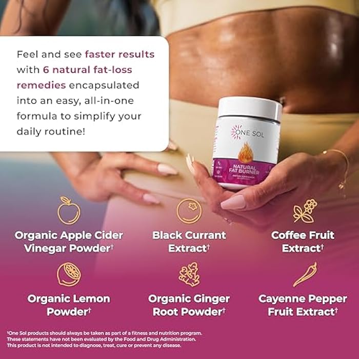 One Sol Fat Burner for Women, Natural Metabolism Booster, Burn More Calories, Boost Energy & Mood, Curb Appetite & Stop Cravings, No Crash or Jitters, All-Natural Ingredients, Gluten & Soy Free - Image 5