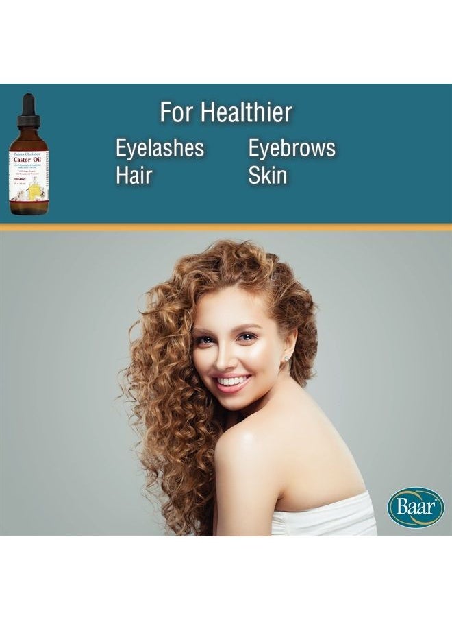 baar - Castor Oil, Organic, 100% Pure, Cold-Pressed, Hexane-Free Products. Helps with Conditions for Hair Growth for Eyebrows, Hair, and Eyelashes. Natural Hair Treatment Oil for Women and Men. 2 oz. - Image 1