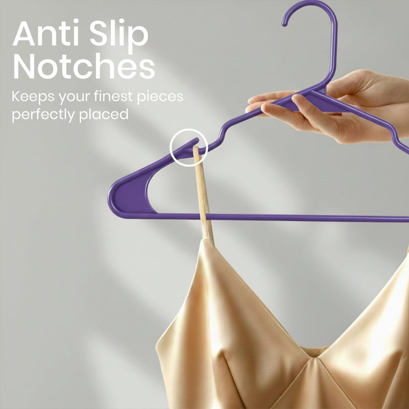 Utopia Home Plastic Hangers 50 Pack - Perfect Space Saving Clothes Hanger - Durable and Strong - Perfect Closet Organizers with Shoulder Grooves (Purple) - Image 3