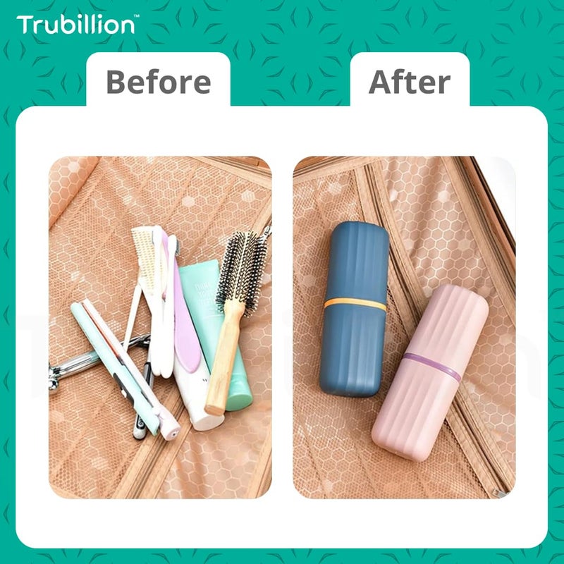 TRUBILLION BrushVault - حامل فرشاة أسنان على شكل كبسولة وحافظة، منظم سفر لمعجون الأسنان، فرش المكياج، الشفرات، مثالي للسفر، التخييم، المنزل، المدرسة، الصالة الرياضية، السيارة، متعدد الألوان (2) - Image 3