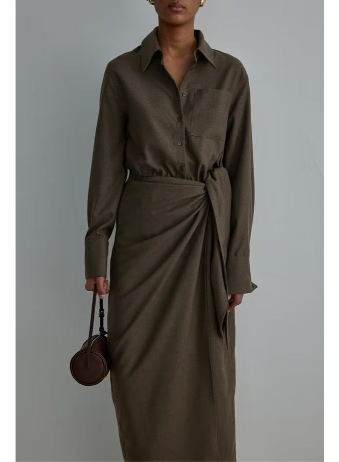 Suud Collection Brown Goldie Wrap Dress - Image 2