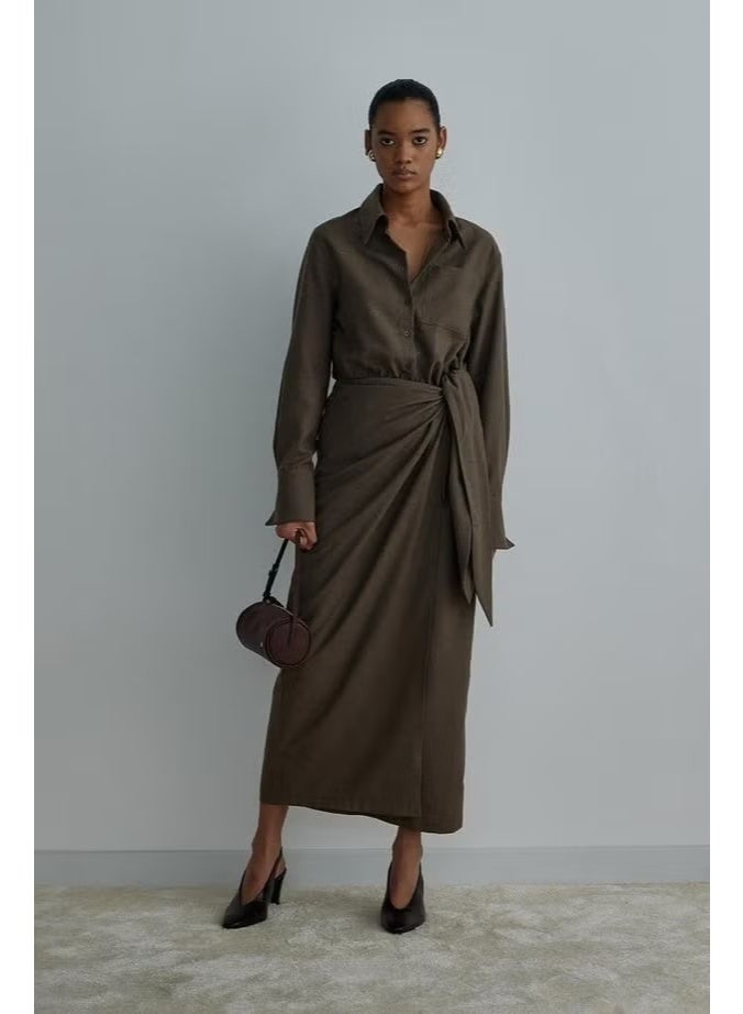 Suud Collection Brown Goldie Wrap Dress - Image 1